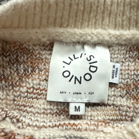Lili Sidonio Cream and Brown Patterned Sweater | M - Picture 2 of 6